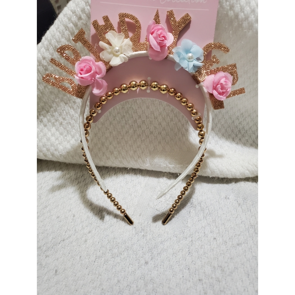Gold Glitter birthday headband set